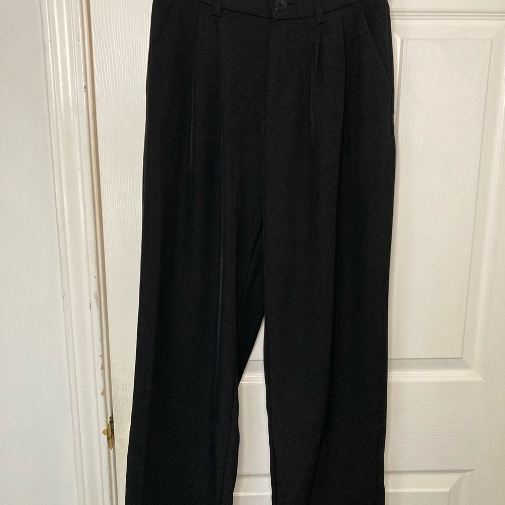Black Dress Pants with Relaxed Fit and Elastic Waistband